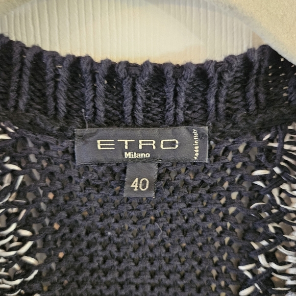 Etro Blue Multi Melange Knit Heavy Longline Sweater Cardigan Size 40 / Small EUC - Picture 2 of 9